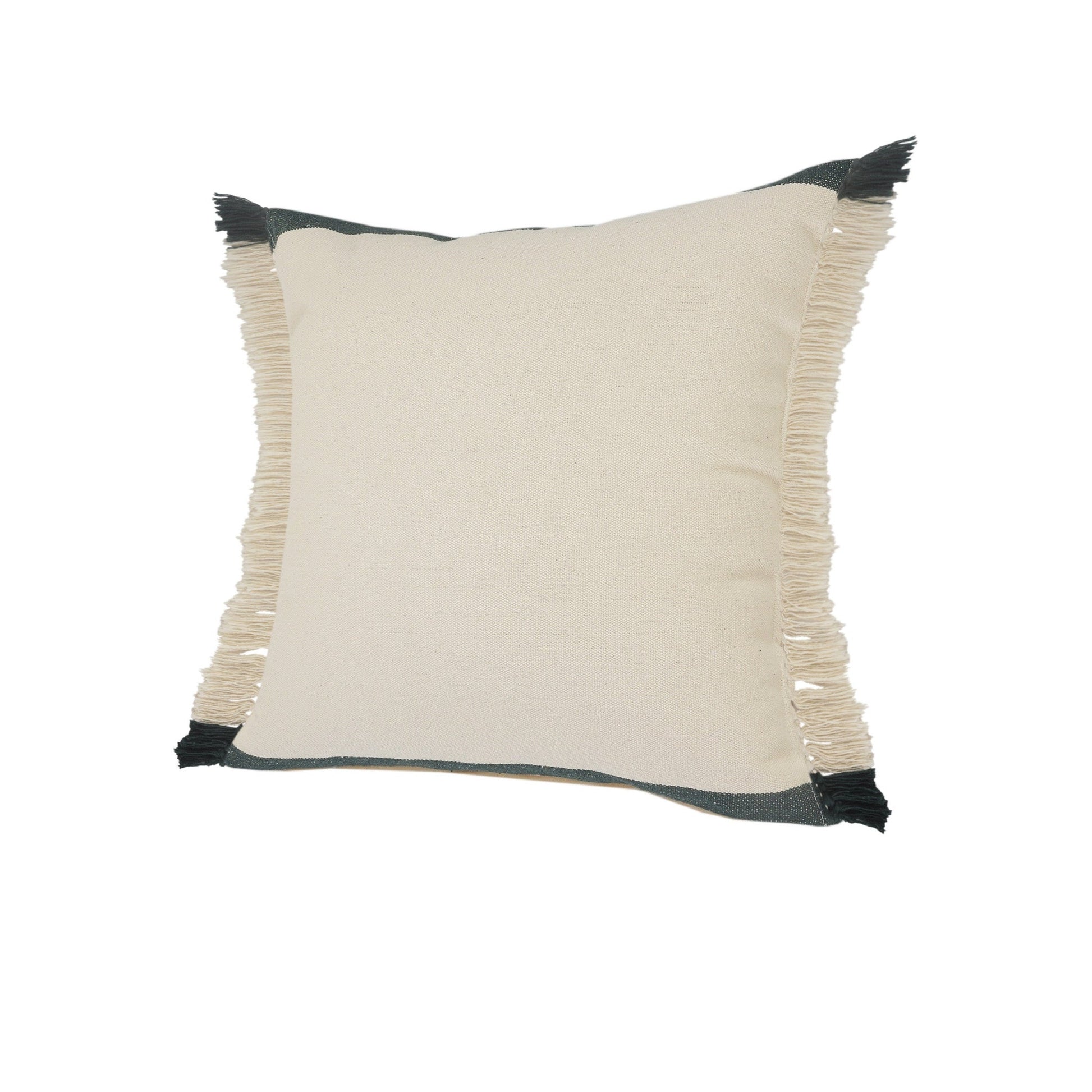 20" X 20" Juniper Green Dark Green White And Linen 100% Cotton Striped Zippered Pillow FurniFindUSA