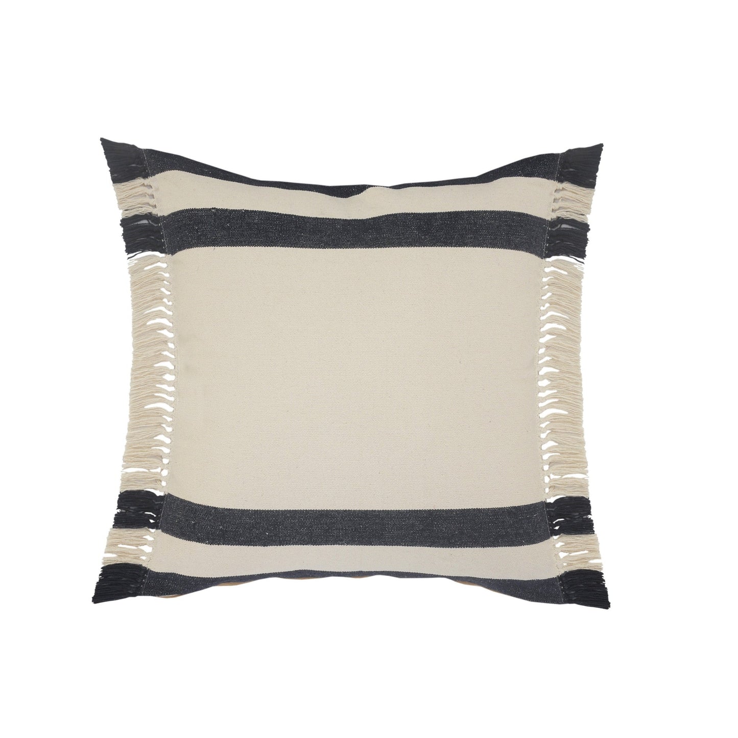 20" X 20" Ensign Blue White And Linen 100% Cotton Striped Zippered Pillow FurniFindUSA
