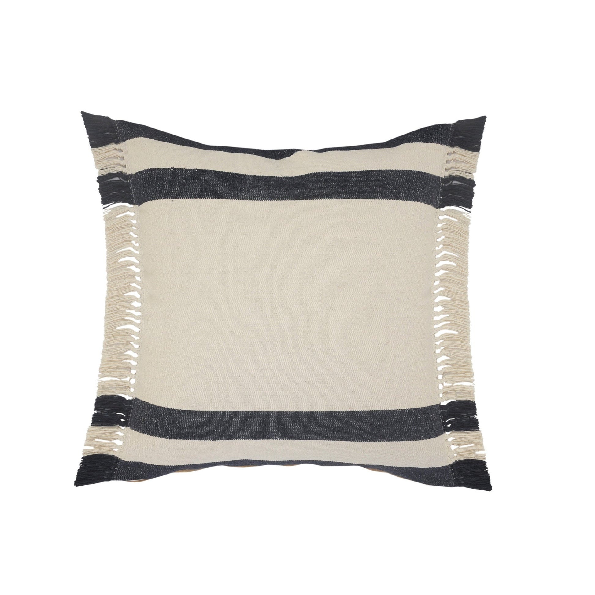 20" X 20" Ensign Blue White And Linen 100% Cotton Striped Zippered Pillow FurniFindUSA