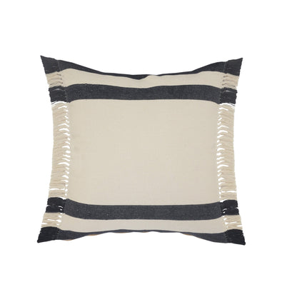 20" X 20" Ensign Blue White And Linen 100% Cotton Striped Zippered Pillow FurniFindUSA