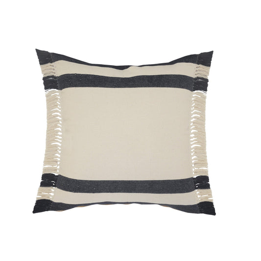 20" X 20" Ensign Blue White And Linen 100% Cotton Striped Zippered Pillow FurniFindUSA