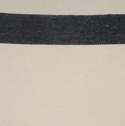 26" X 26" Ensign Blue White And Linen 100% Cotton Striped Zippered Pillow HomeRoots