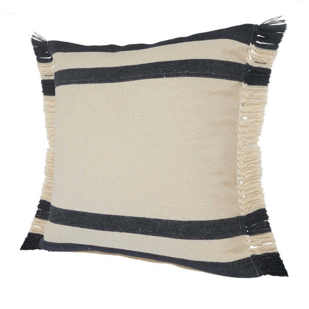 26" X 26" Ensign Blue White And Linen 100% Cotton Striped Zippered Pillow — view 6
