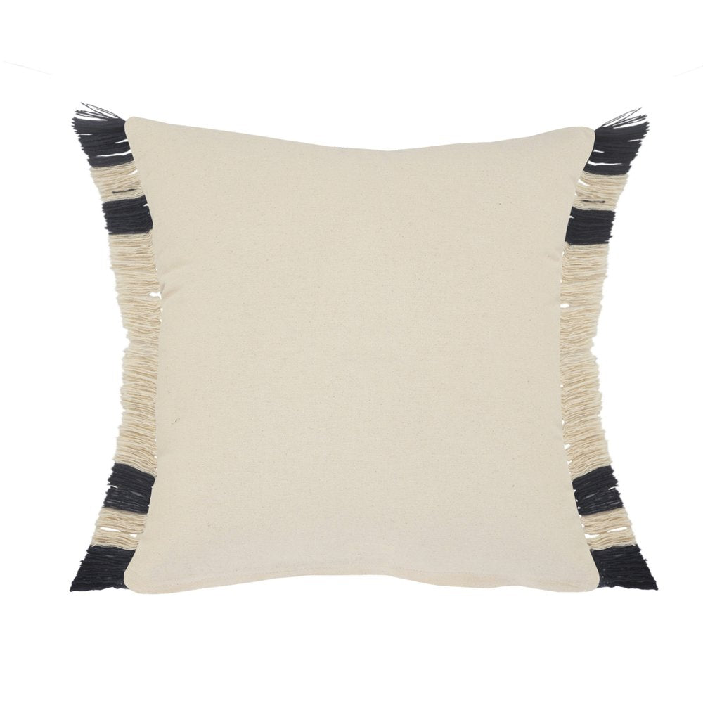 26" X 26" Ensign Blue White And Linen 100% Cotton Striped Zippered Pillow HomeRoots