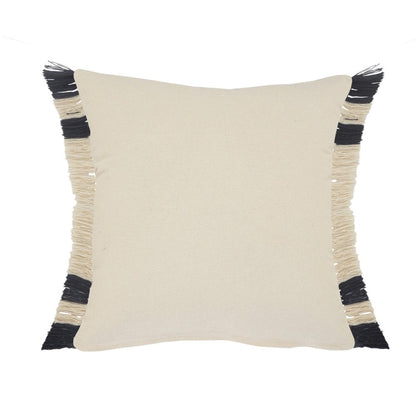 26" X 26" Ensign Blue White And Linen 100% Cotton Striped Zippered Pillow HomeRoots