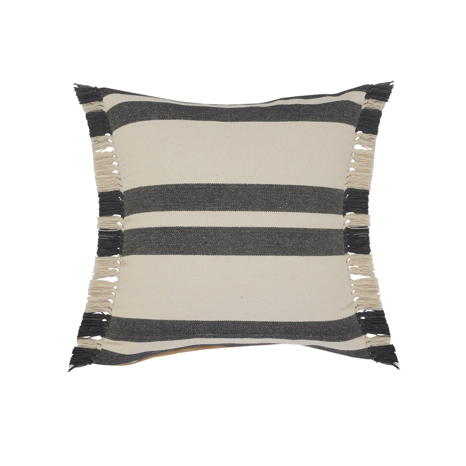 20" X 20" Gray And White 100% Cotton Striped Zippered Pillow 4.0" (L) x 20.0" (W) x 20.0" (H) FurniFindUSA
