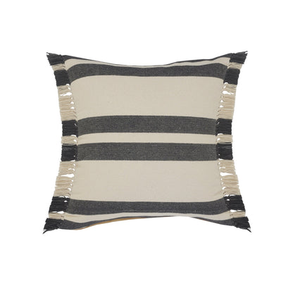 20" X 20" Gray And White 100% Cotton Striped Zippered Pillow 4.0" (L) x 20.0" (W) x 20.0" (H) FurniFindUSA