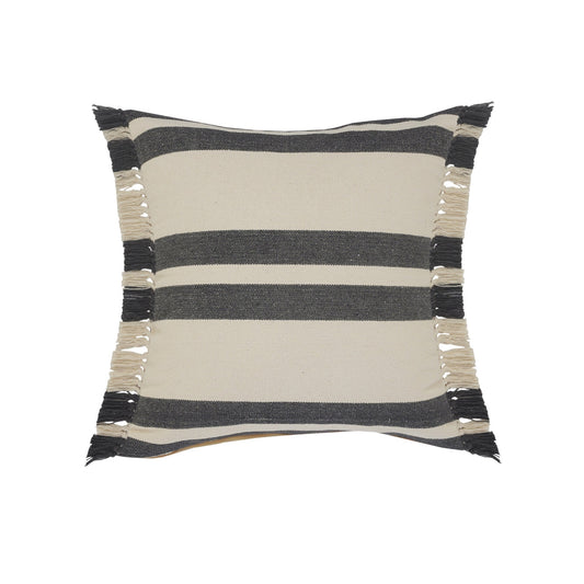 20" X 20" Gray And White 100% Cotton Striped Zippered Pillow 4.0" (L) x 20.0" (W) x 20.0" (H) FurniFindUSA