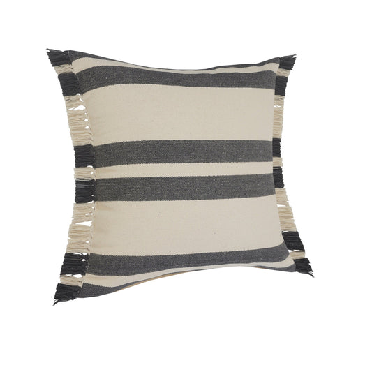 20" X 20" Gray And White 100% Cotton Striped Zippered Pillow 4.0" (L) x 20.0" (W) x 20.0" (H) FurniFindUSA