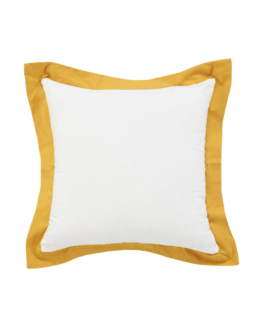 20" X 20" White And Golden Yellow 100% Cotton Geometric Zippered Pillow FurniFindUSA
