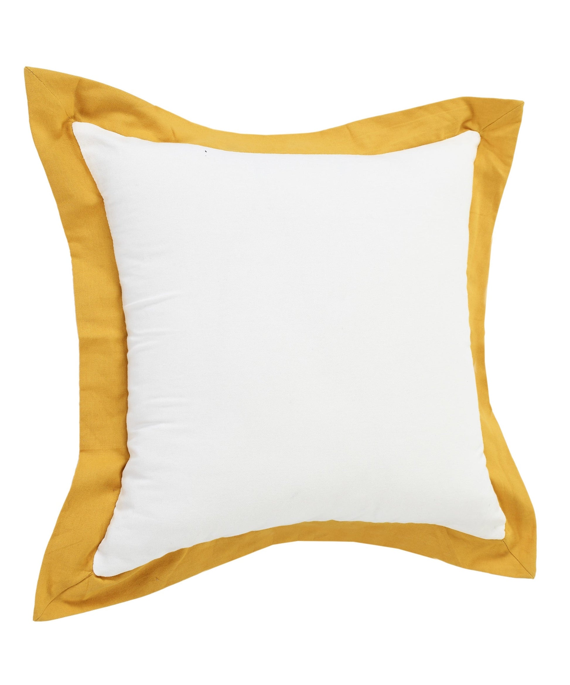 20" X 20" White And Golden Yellow 100% Cotton Geometric Zippered Pillow FurniFindUSA
