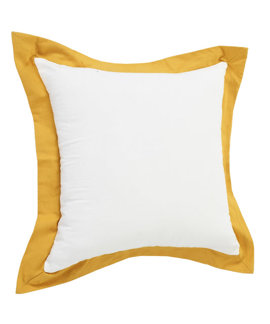 20" X 20" White And Golden Yellow 100% Cotton Geometric Zippered Pillow FurniFindUSA