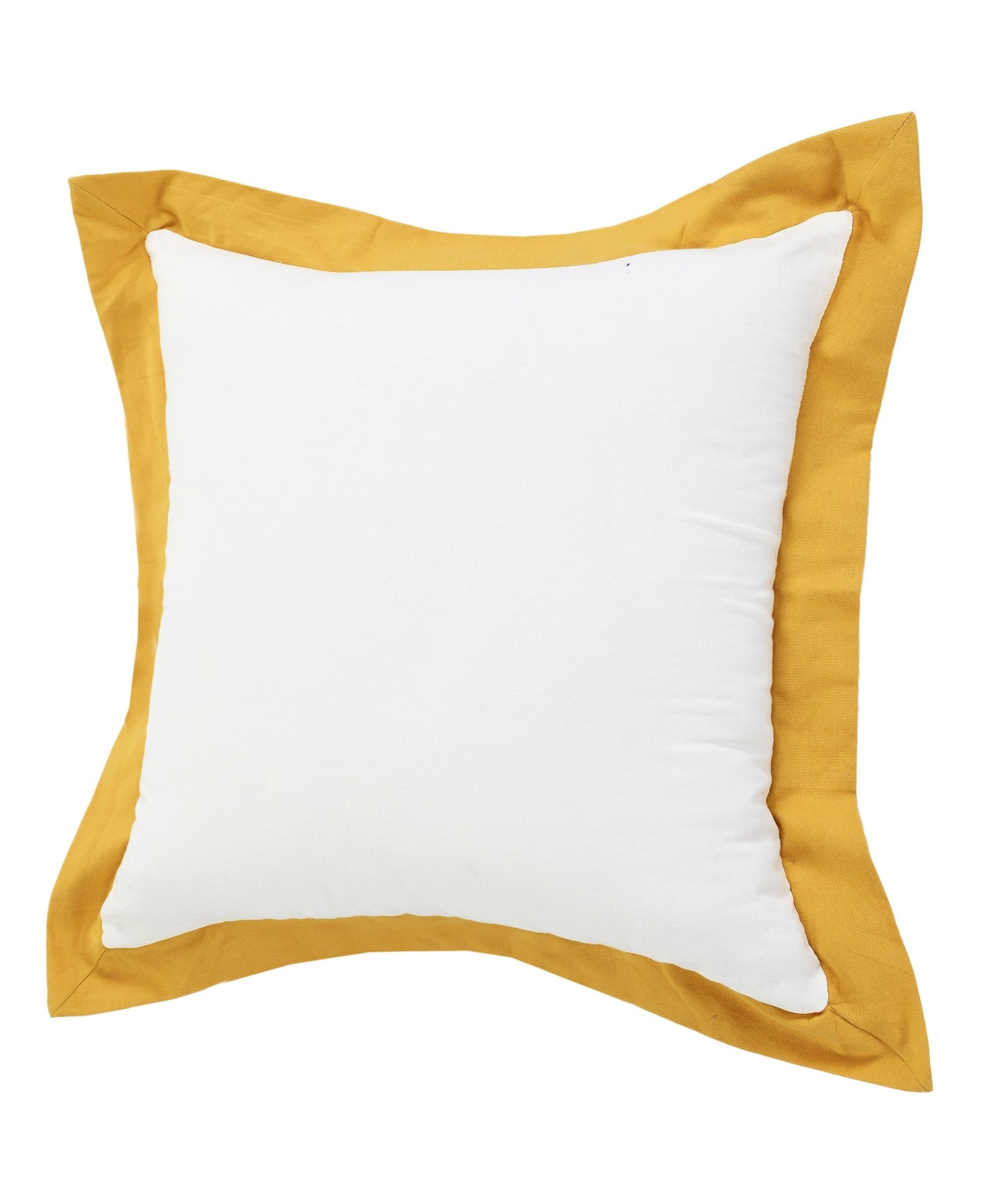 20" X 20" White And Golden Yellow 100% Cotton Geometric Zippered Pillow FurniFindUSA