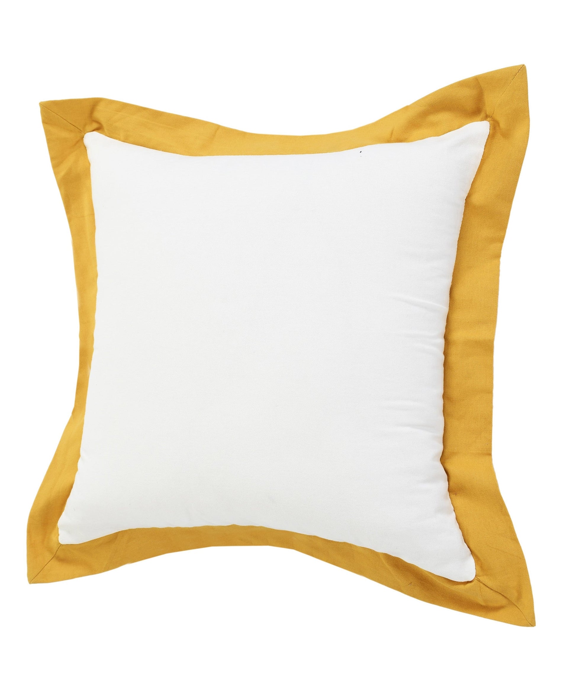 20" X 20" White And Golden Yellow 100% Cotton Geometric Zippered Pillow FurniFindUSA