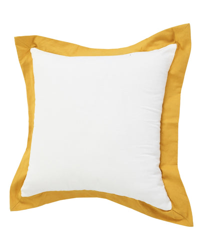 20" X 20" White And Golden Yellow 100% Cotton Geometric Zippered Pillow FurniFindUSA