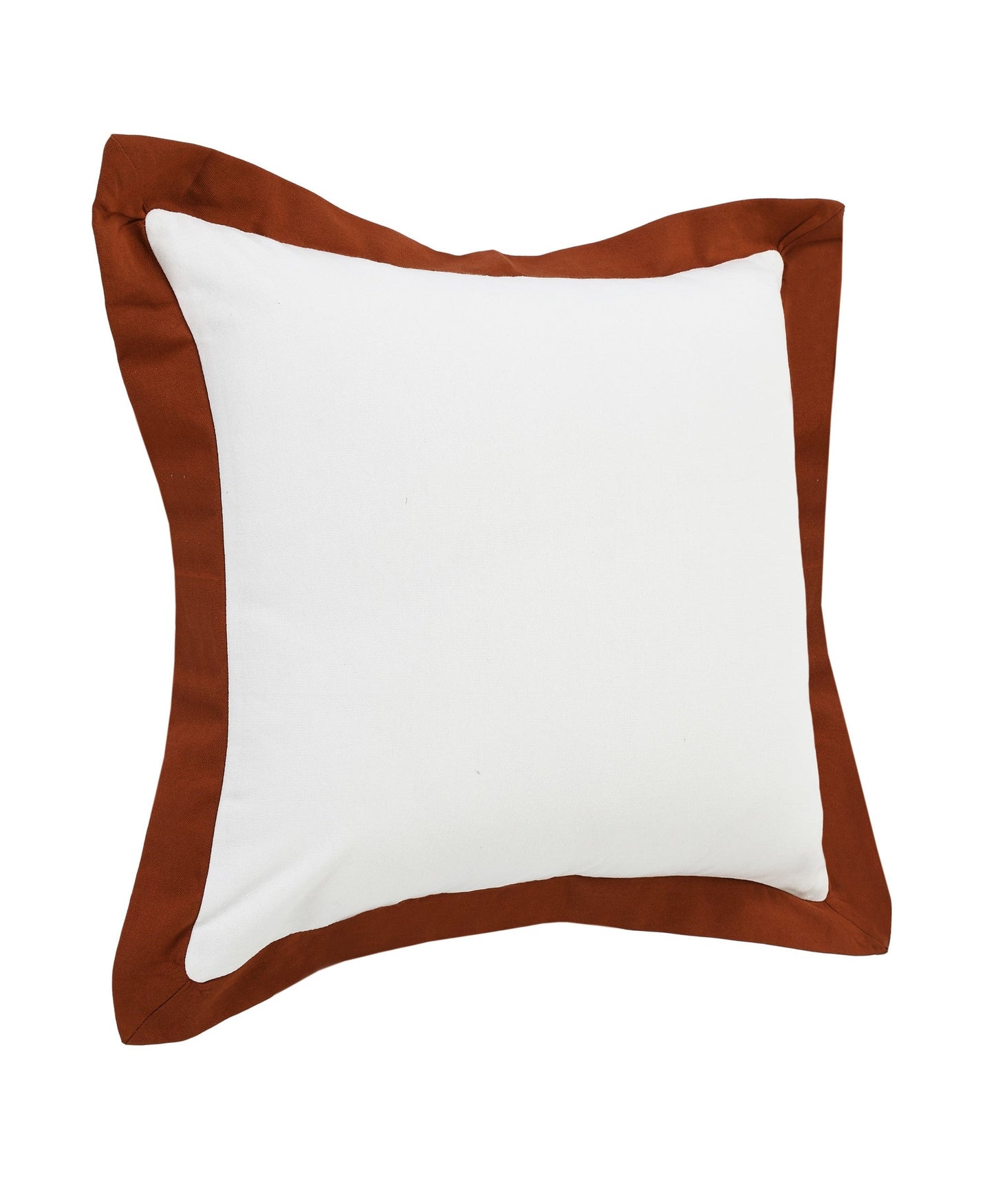 20" X 20" White And Cinnamon 100% Cotton Geometric Zippered Pillow FurniFindUSA