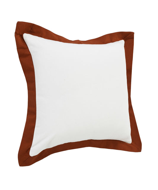 20" X 20" White And Cinnamon 100% Cotton Geometric Zippered Pillow FurniFindUSA
