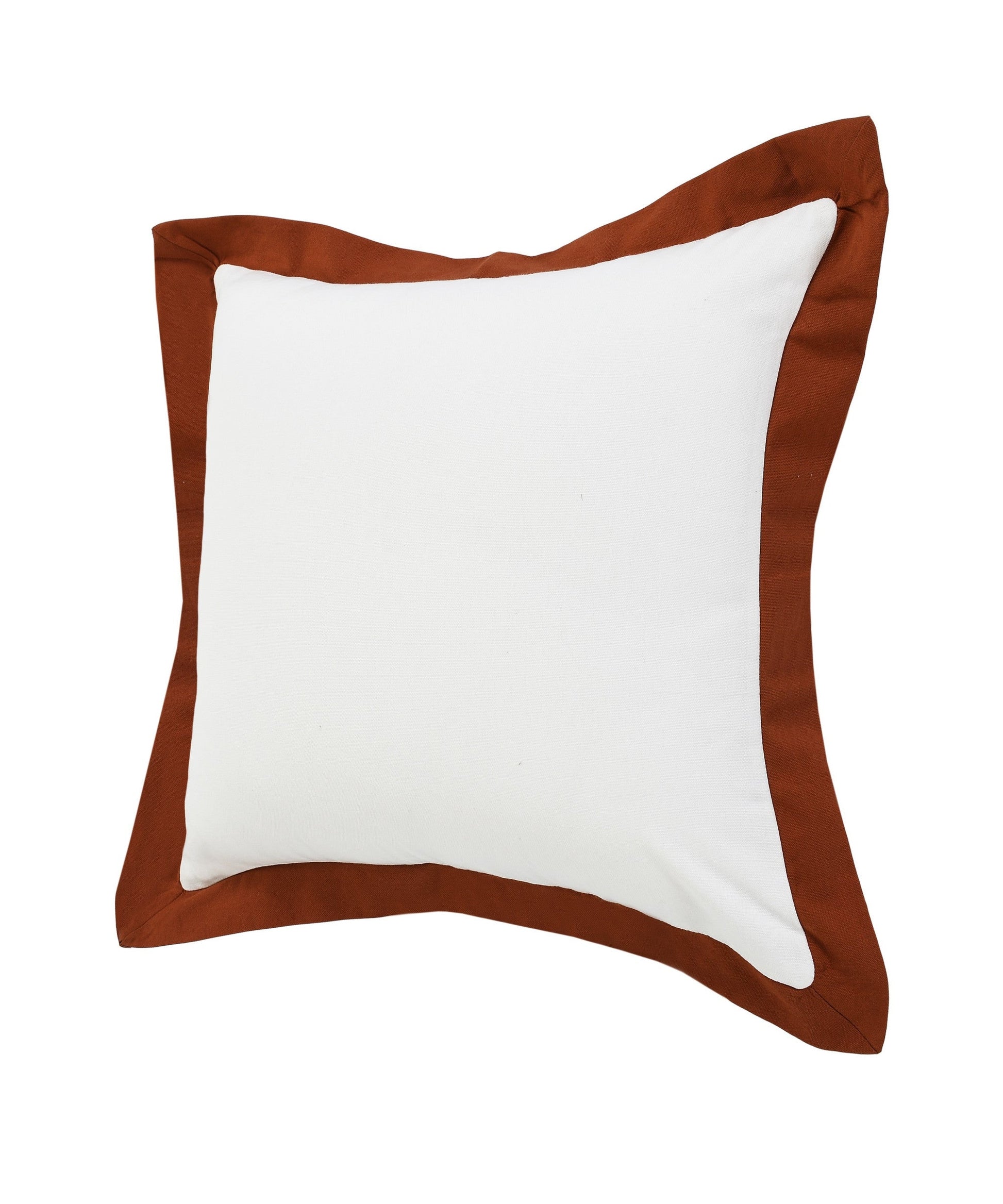 20" X 20" White And Cinnamon 100% Cotton Geometric Zippered Pillow FurniFindUSA