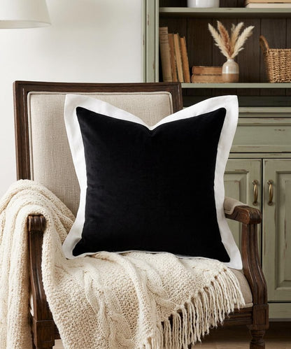 20" Black And White Cotton Geometric Throw Pillow HomeRoots