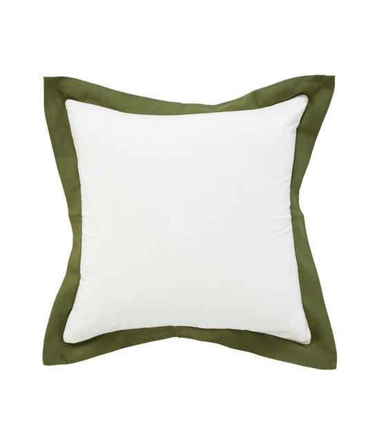 20" X 20" White And Moss Green 100% Cotton Geometric Zippered Pillow FurniFindUSA