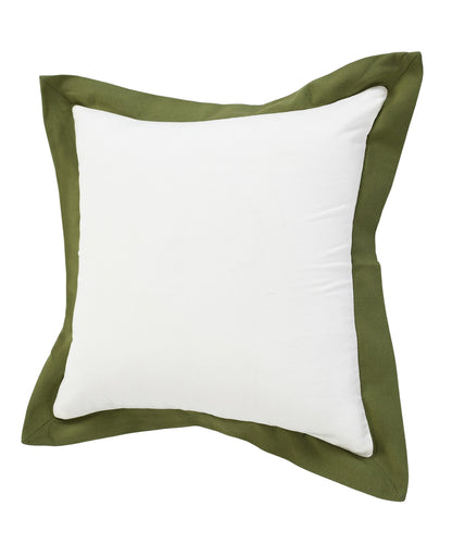 20" X 20" White And Moss Green 100% Cotton Geometric Zippered Pillow FurniFindUSA