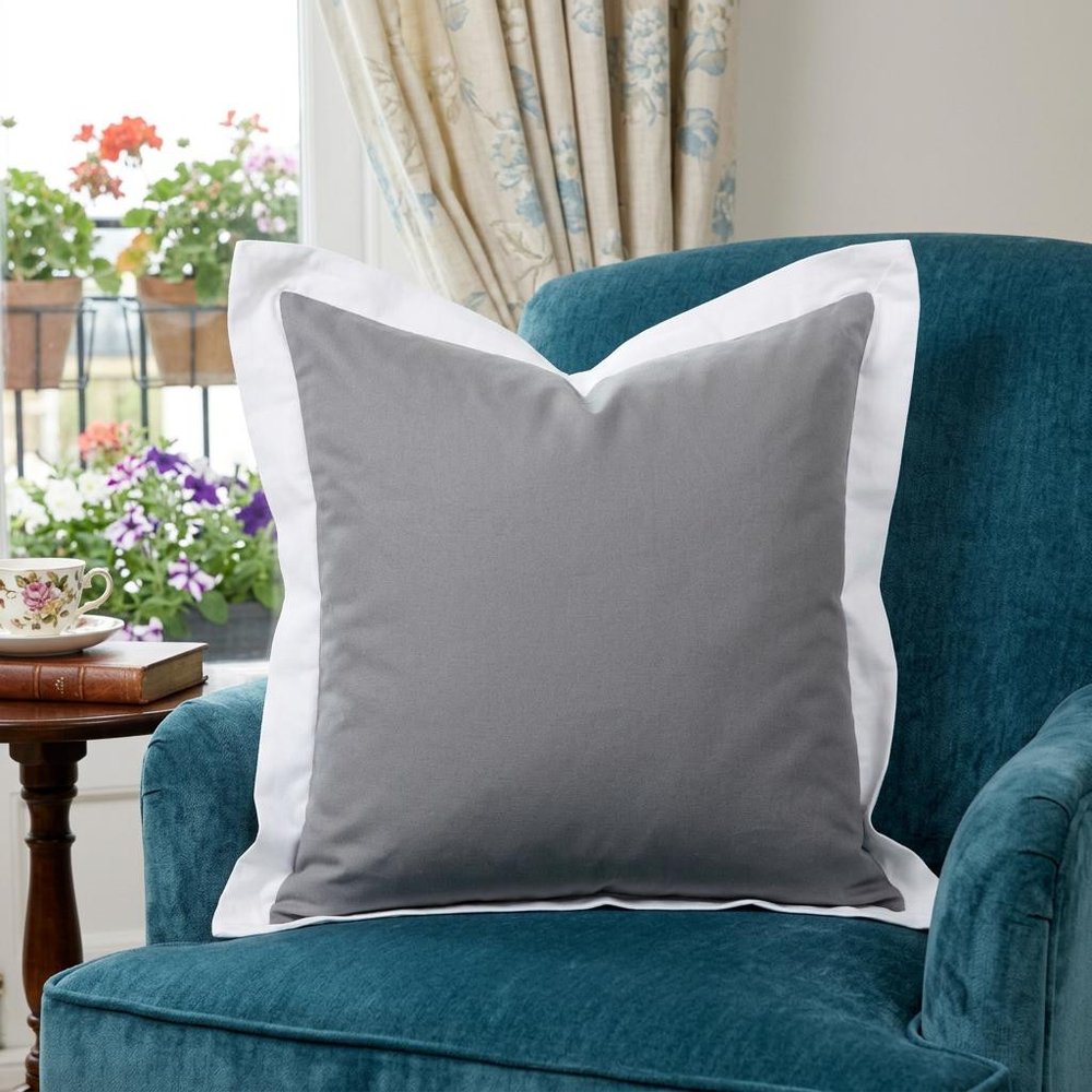 20" X 20" Gray And White 100% Cotton Geometric Zippered Pillow HomeRoots