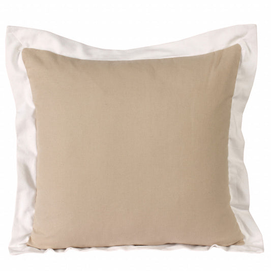 20" X 20" Beige And White 100% Cotton Geometric Zippered Pillow 4.0" (L) x 20.0" (W) x 20.0" (H) FurniFindUSA
