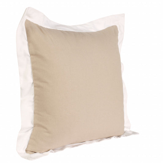 20" X 20" Beige And White 100% Cotton Geometric Zippered Pillow 4.0" (L) x 20.0" (W) x 20.0" (H) FurniFindUSA