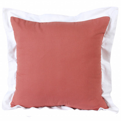 20" X 20" Deep Coral And White 100% Cotton Geometric Zippered Pillow FurniFindUSA