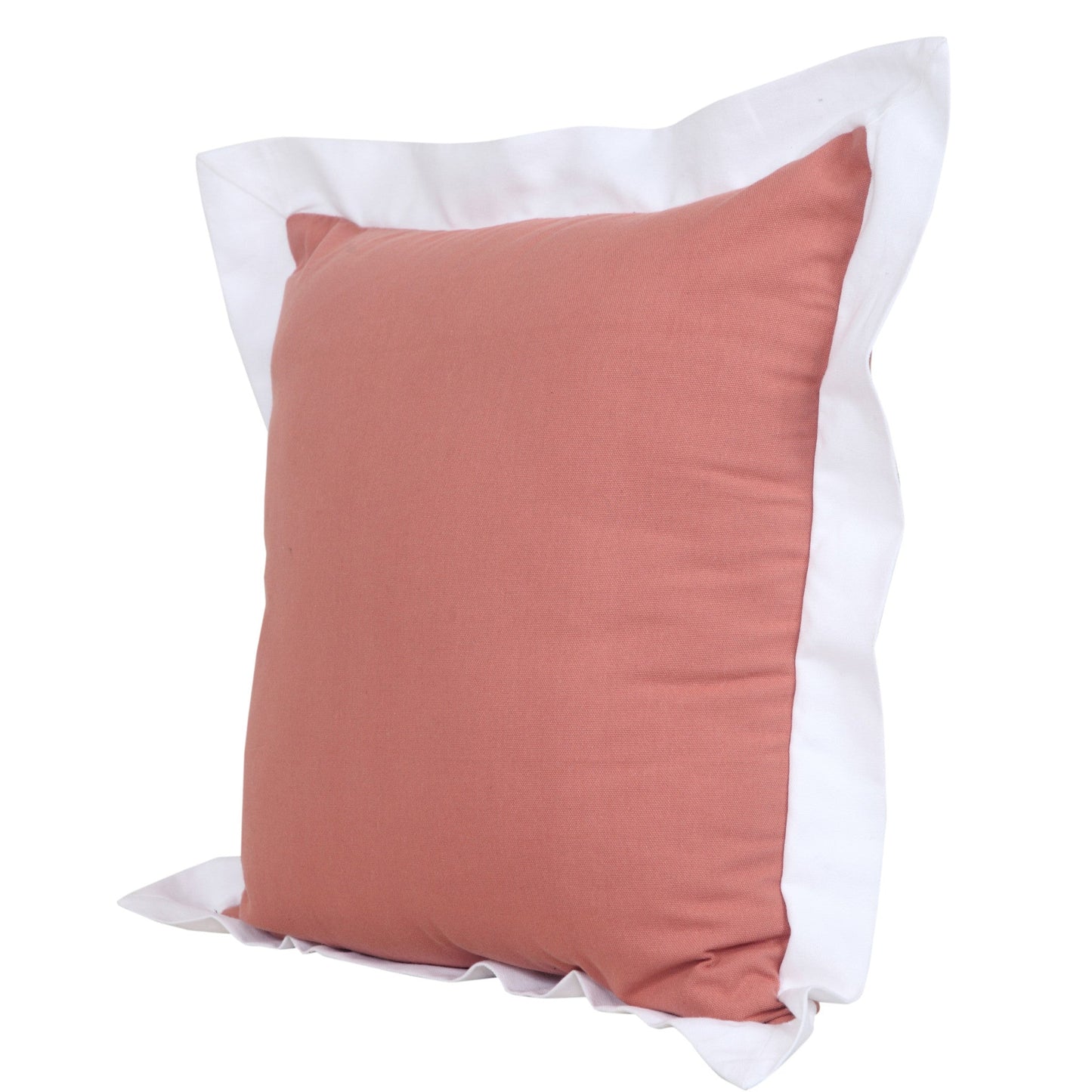 20" X 20" Deep Coral And White 100% Cotton Geometric Zippered Pillow FurniFindUSA