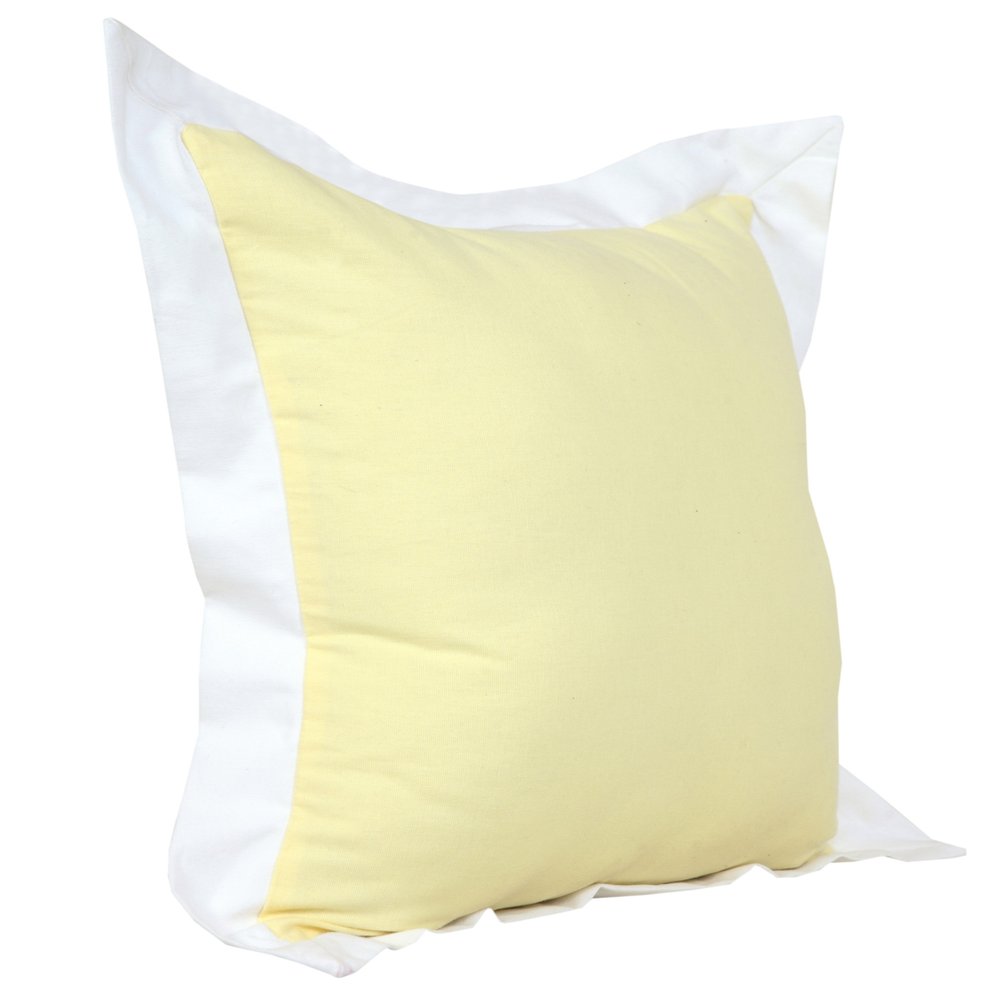 20" X 20" Light Yellow And White 100% Cotton Geometric Zippered Pillow HomeRoots