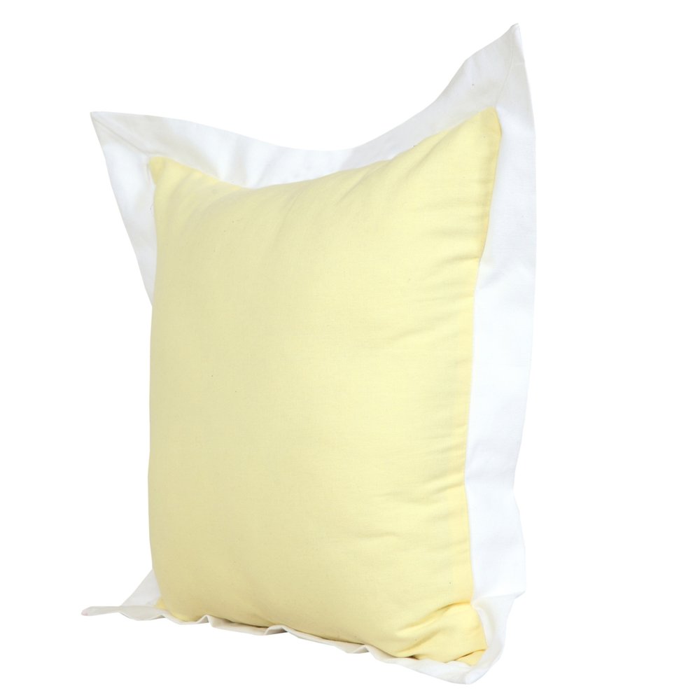 20" X 20" Light Yellow And White 100% Cotton Geometric Zippered Pillow HomeRoots