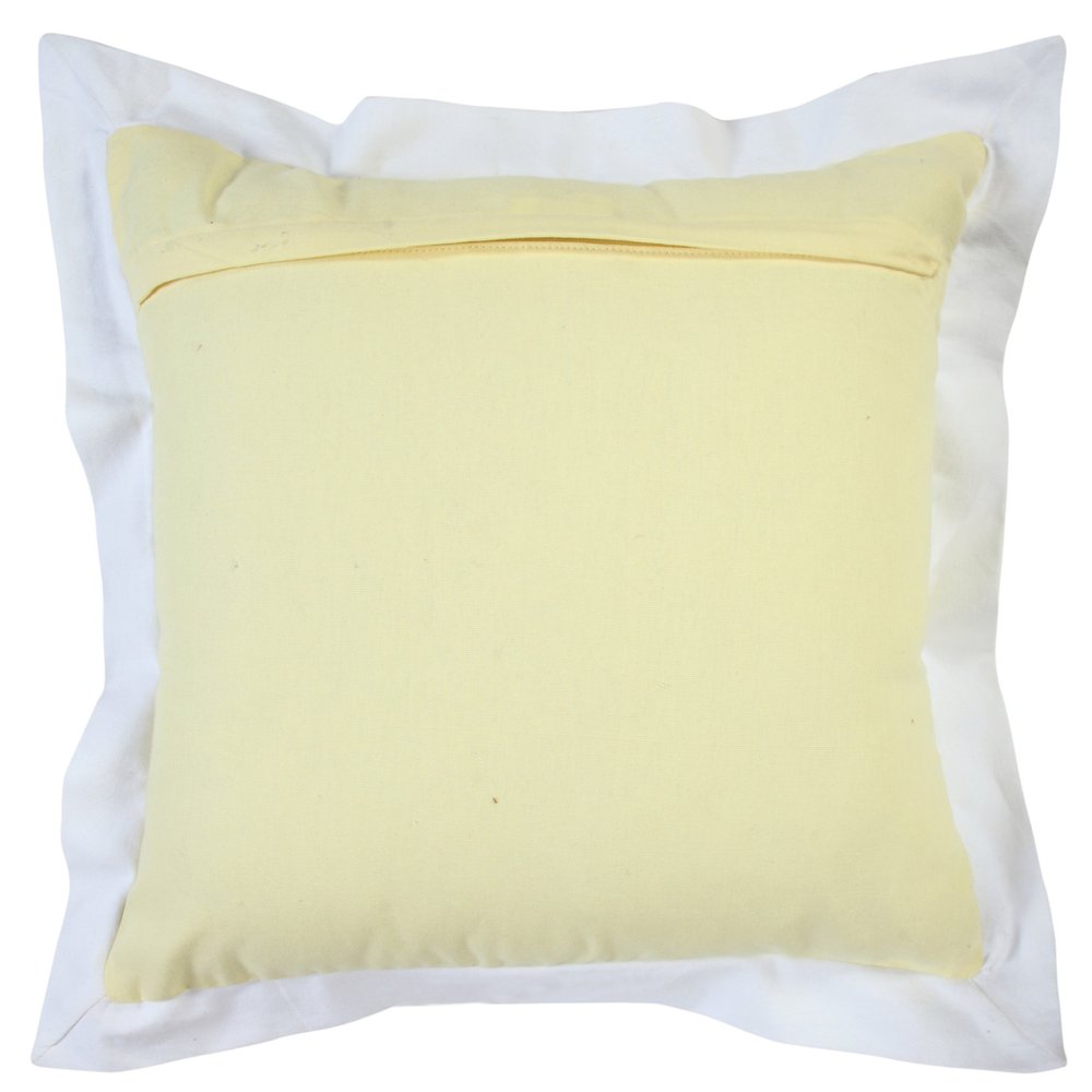 20" X 20" Light Yellow And White 100% Cotton Geometric Zippered Pillow HomeRoots