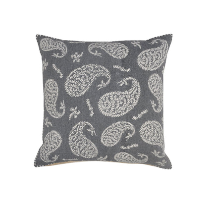 24" X 24" Gray And White 100% Cotton Geometric Zippered Pillow FurniFindUSA