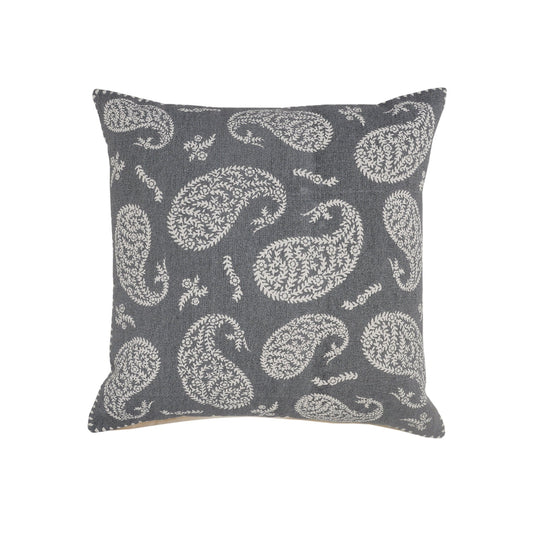 24" X 24" Gray And White 100% Cotton Geometric Zippered Pillow FurniFindUSA