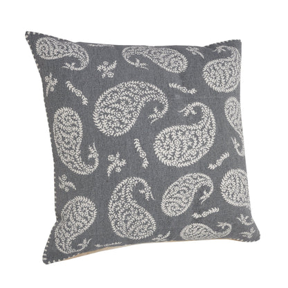 24" X 24" Gray And White 100% Cotton Geometric Zippered Pillow FurniFindUSA