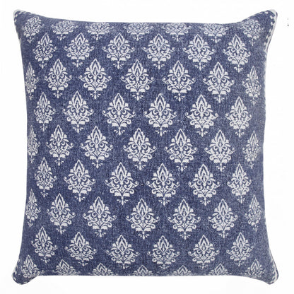 20" X 20" Twilight Blue And White 100% Cotton Geometric Zippered Pillow FurniFindUSA