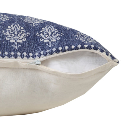 20" X 20" Twilight Blue And White 100% Cotton Geometric Zippered Pillow FurniFindUSA