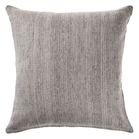 20" X 20" Light Gray And Dark Gray 100% Wool Zippered Pillow FurniFindUSA