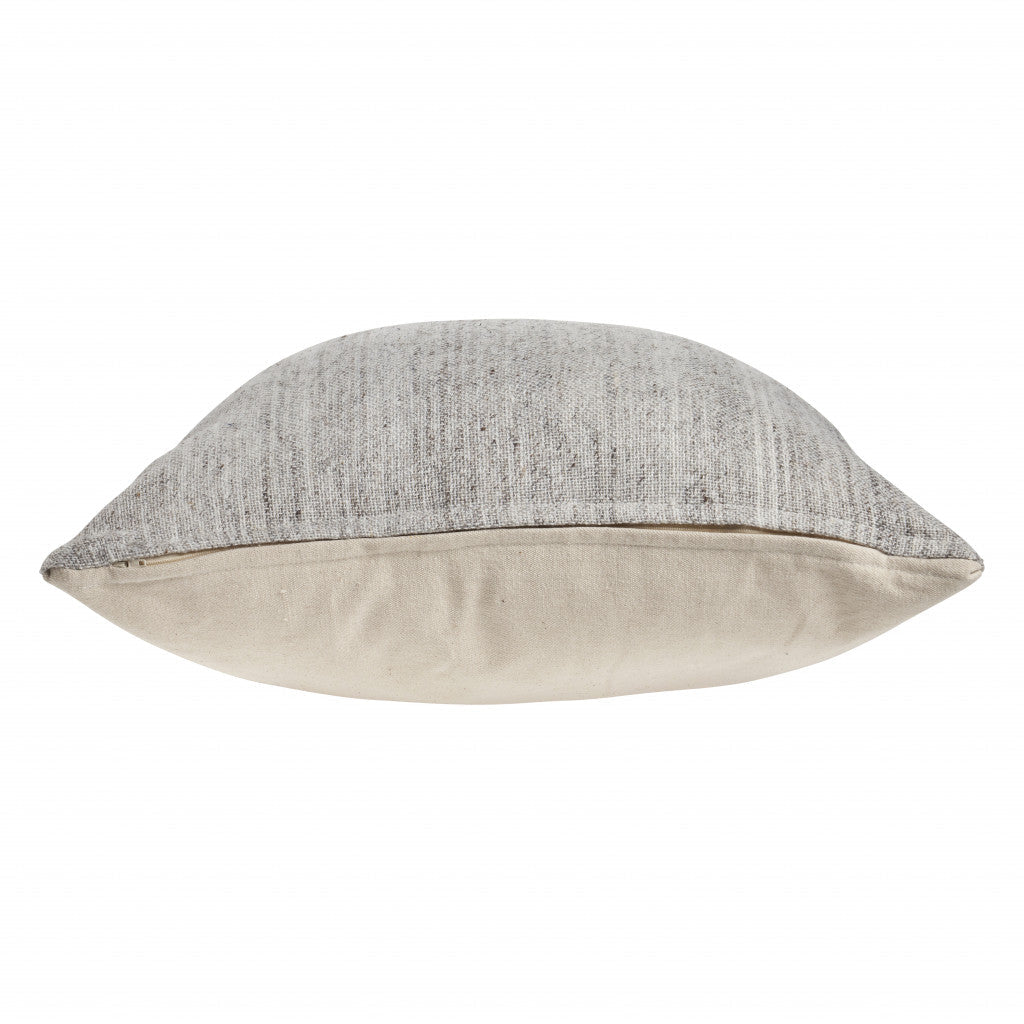 20" X 20" Light Gray And Dark Gray 100% Wool Zippered Pillow FurniFindUSA