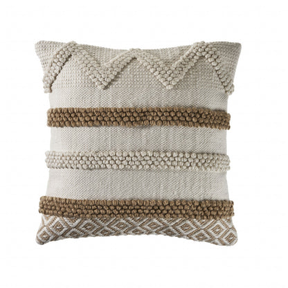20" X 20" Tan And Beige Polyester Geometric Zippered Pillow FurniFindUSA