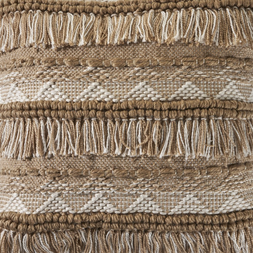 20" X 20" Beige And White Polyester Geometric Zippered Pillow — view 4