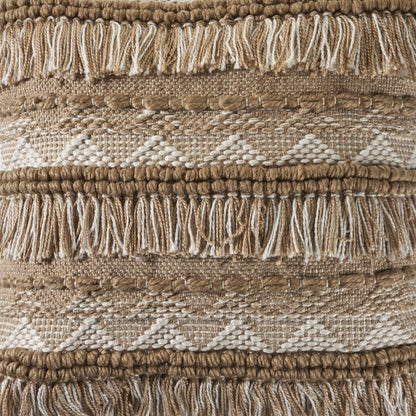 20" X 20" Beige And White Polyester Geometric Zippered Pillow HomeRoots