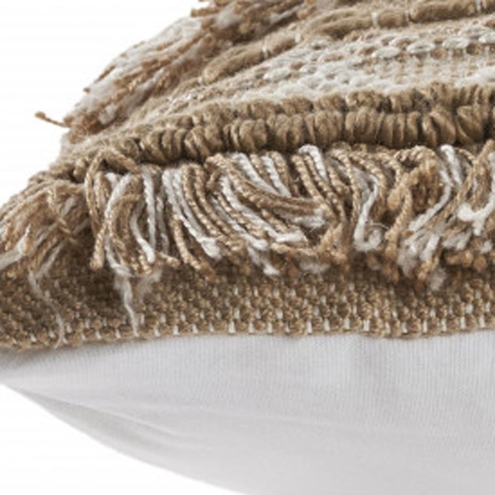 20" X 20" Beige And White Polyester Geometric Zippered Pillow HomeRoots