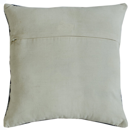 20" X 20" Blue And Ivory 100% Cotton Geometric Zippered Pillow FurniFindUSA