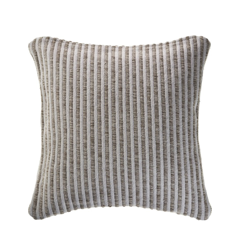 22" X 22" Beige And Cream 100% Cotton Striped Zippered Pillow HomeRoots