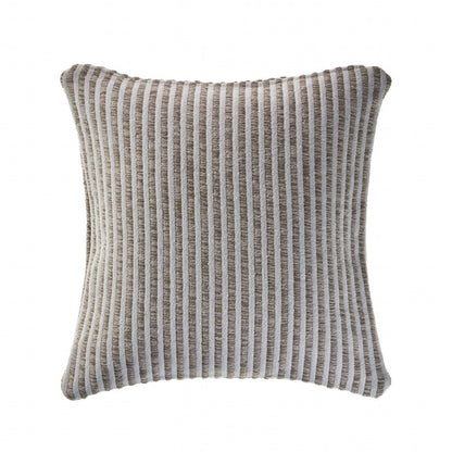 22" X 22" Beige And Cream 100% Cotton Striped Zippered Pillow HomeRoots