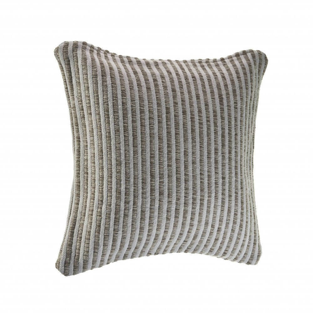 22" X 22" Beige And Cream 100% Cotton Striped Zippered Pillow — view 4
