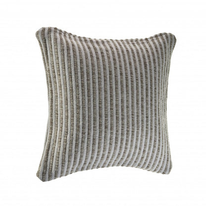 22" X 22" Beige And Cream 100% Cotton Striped Zippered Pillow HomeRoots