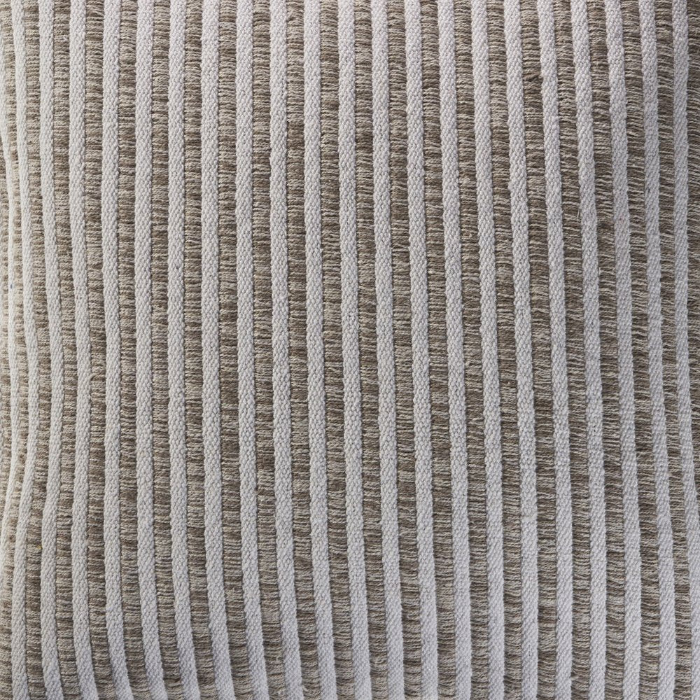 22" X 22" Beige And Cream 100% Cotton Striped Zippered Pillow — view 5